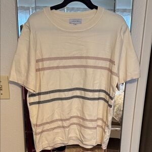 Women’s Cream and Black Striped Short Sleeve Tee from one loved babe